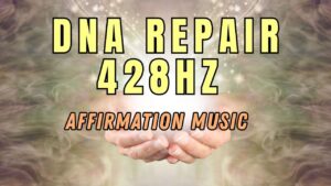 528 Hz affirmation music artwork with hands cupping glowing light